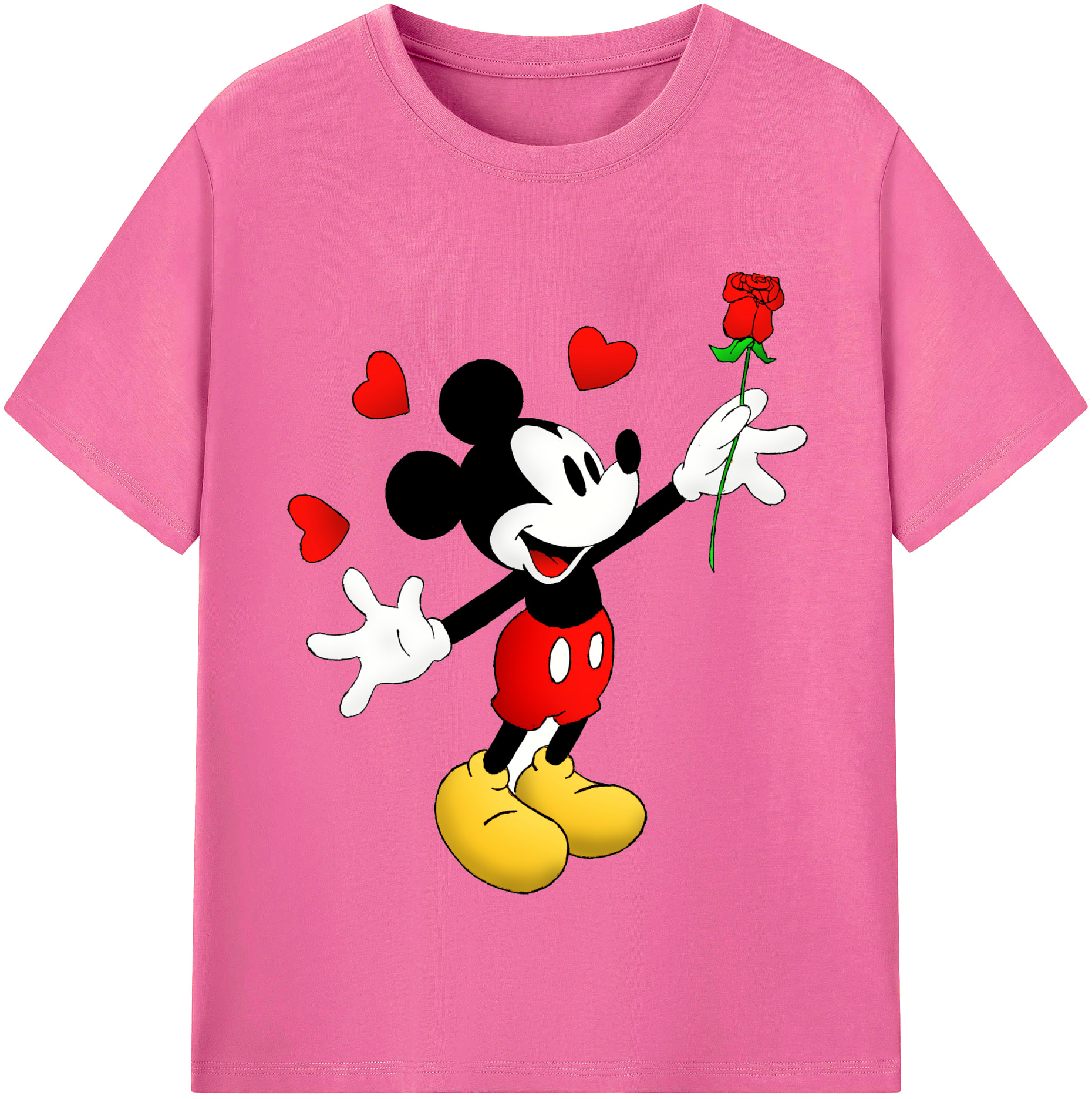 （画像用） ミッキーマウス Mickey Mouse レディースカジュアルプリントTシャツ（綿100％）